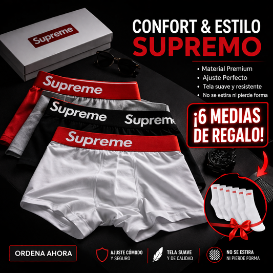 6 Bóxers Supreme Premium + 6 Pares de Medias de Obsequio| Calidad Premium